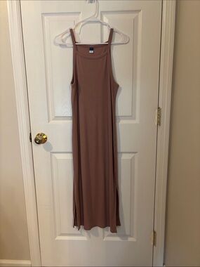 Old Navy Dusty Mauve Maxi Tank Dress with Side Slits